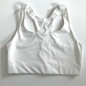 H&M High Support White Racerback Sports Bra with Adjustable Straps and Clasp